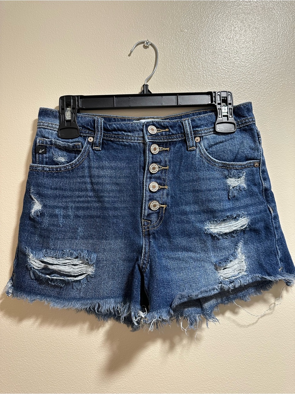 Women’s KanCan High Rise Distressed Button Fly Jean Shorts